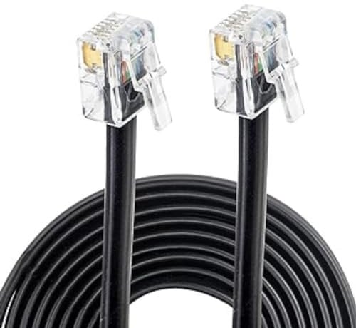 High Speed RJ11 to RJ11 ADSL Cable, 2m Ethernet Extension Lead for Wifi Router, Internet Lead, Modem Cable for Broadband Port, 4 Pin Long Wire, Internet Landline for Router, Modem, Phone Socket