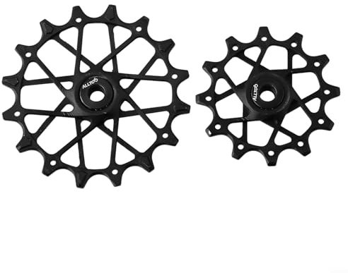2 Stück Fahrrad-Schaltwerk-Riemenscheibe, 12T 16T Führungsrad, Aluminiumlegierung, Schaltwerk-Rolle, Fahrrad-Umwerfer-Zubehör für Sram (schwarz)