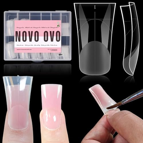 NOVO OVO Duck Nail Dual Forms for Poly Gel Toenail Extension, Reusable Full Cover Molds for French Tip Acrylic Duckies, Nail Art Design Molds for Manicure, for Salon & DIY at Home 240 Pcs 12 sizes