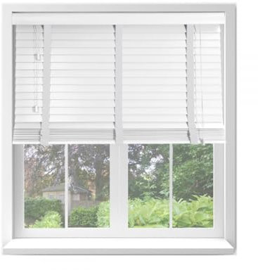 EV DEKOR Faux Wood Window Blinds with Tape, 50mm Slats, Easy Fit Home Office Venetian Blinds (75 X 150cm) - White window blinds