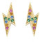 Sterling Silver Rainbow CZ Lightning Bolt Stud Earrings Rhodium 14K Gold (14K Gold)