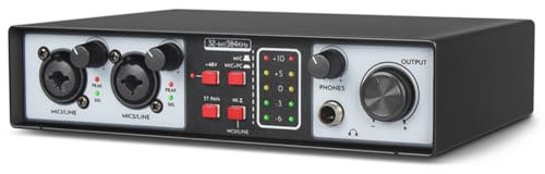 Yuattory Interfaccia Audio USB 2 in 2 Uscite Kit da Studio 32 Bit/384 KHZ Registrazione Scheda Audio Professionale 48 V Phantom