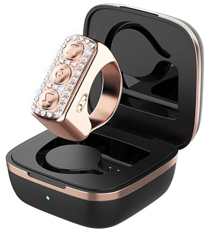 TikTok Anello a scorrimento con Bling Diamond, per app Kindle, telecomando per telefono, controller Bluetooth per fotocamera, controllo musica, anello per iPhone, iPad, iOS, Android (rosa)