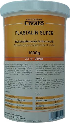 Creato Z1243 - Plastalin Giessmasse 1 kg in der Dose, 4:1, TOP porzellanähnliche Reliefgiessmasse, Abformgenau, Weiss, Figurengiessmasse.