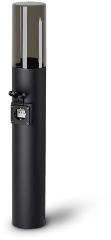 SSC-LUXon VARDA Außen Wegeleuchte mit Steckdose E27 Standleuchte schwarz Höhe 50cm - Außenleuchte Stehlampe mit Strom Anschluss 230V