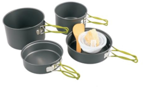 FUNYKICH Lot de 11 casseroles et poêles de Camping Portables, antiadhésives, légères et empilables avec Sac de Rangement pour Camping, randonnée, Cuisine en Plein air et Pique-Nique
