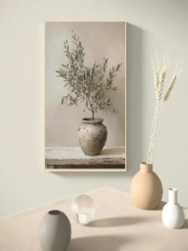 MAIMANG Vintage Posters Minimalist Olive Tree Posters Wall Art in Vase Canvas Painting Poster Prints Decor 20x35cm Frameless