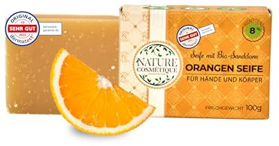 Nature Cosmétique® Feste Seife Sanddorn-Orange – für Hände & Körper – Handgemachte Naturseife – Feuchtigkeitsspendend & Hautpflegend – Vegan, Palmölfrei – Made in Germany