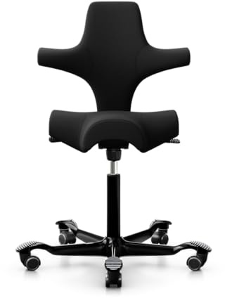 HÅG Capisco 8106 Ergonomischer Sattelstuhl, SC60999 Schwarz, Schwarz, 200 mm, Rollen für Hartböden