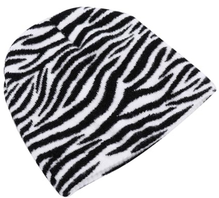 LIOOBO Warme Strickmütze Mit Zebra-muster Unisex Beanie Für Herbst Und Winter Weiche Kuschelige Warme Mütze Für Kalte Tage Modisches Schwarz-weißes Design