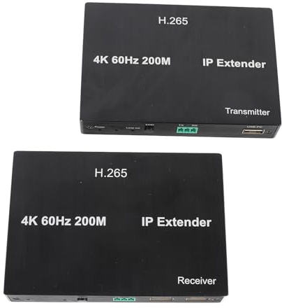 Sxhlseller KVM Ethernet Adapter, KVM USB Extender At 656.2ft 4K for Mouse (UK Plug)