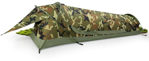 GEERTOP Ultraleichtes kleines Biwaksack für 1 Person, wasserdicht und kompakt Bivy Zelt, schnell aufgebautes Trekkingzelt, geeignet für Wandern,Rucksackreisen,Camping,Bergsteigen,Partys (Tarnmuster)