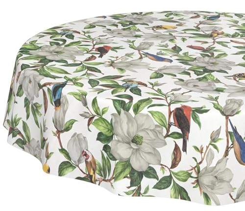 Wachstuchtischdecke Tischdecke abwaschbar Wachstischdecke pflegeleicht wasserabweisend Lotuseffekt Gartentischdecke Kalibri Rund 140 cm Schnittkante