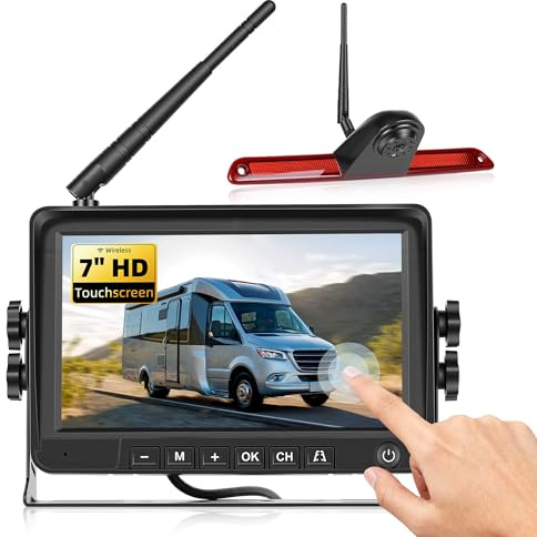 SIXWIN Kabelloses Rückfahrkamera-Set für Mercedes Sprinter 2006-2019 – 7 Zoll Monitor mit 1 Kamera in Bremsleuchte, IP67 wasserdicht, Nachtsicht, BSD, inkl. Rückfahrleitung, 9-35V