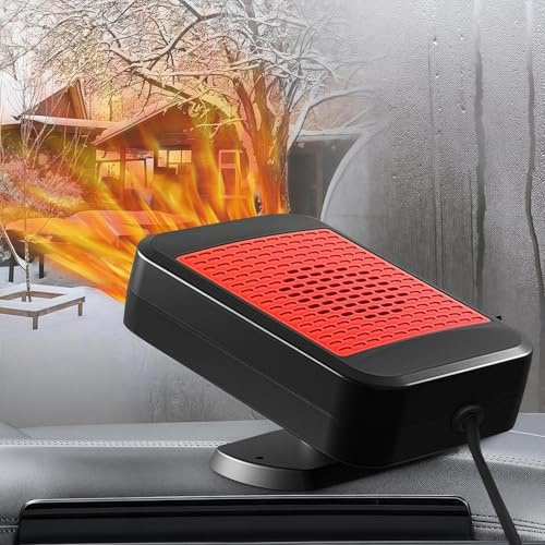 Chauffage de voiture, 12 V 200 W, chauffage de voiture portable 360° de rotation 2 en 1, ventilateur de chauffage et de refroidissement, dégivreur antibuée pour pare-brise, à brancher sur