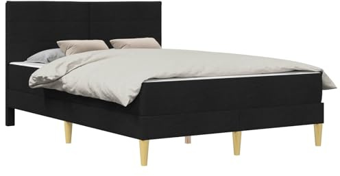 vidaXL Bettrahmen Schwarz 120 x 200 cm Polyester, Modernes Schlafzimmer-Setup, langlebiges Bettgestell, rechteckige Schaumstoffmatratze, stilvolle Moderne Möbel, bequemer Schlaf