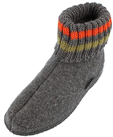 HAFLINGER Hüttenschuh Paul mit Kragen aus reiner Schurwolle Dunkelgrau (Anthrazit 04), EU Gr. 50
