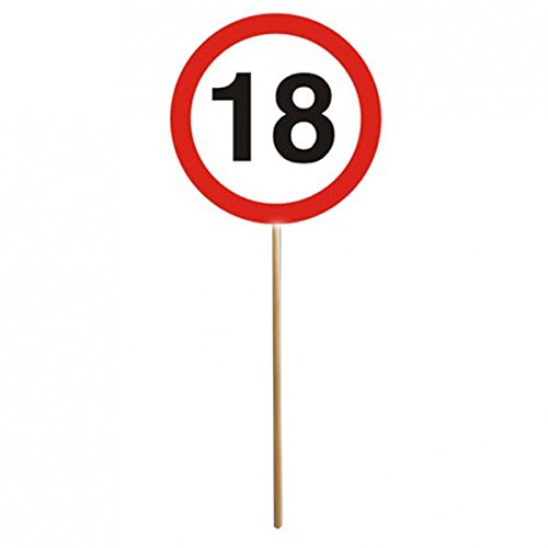 12er Set 18. Geburtstag Mini Schilder Verkehrsschilder mit Stab Deko