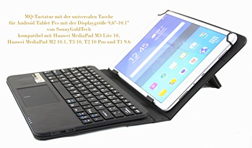 MQ für Huawei MediaPad - Bluetooth Tastatur Tasche mit integriertem Touchpad für Huawei MediaPad M3 lite 10, MediaPad M2 10.1, MediaPad T2 10 Pro, MediaPad T1 9.6 | Tastatur Hülle QWERTZ Deutsch