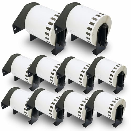 BETCKEY - 10 Rollen DK-22212 Endlosetiketten (Film) Kompatibel mit Brother, 62mm x 15.24m, 10 Etiketten für Brother QL Etikettendrucker