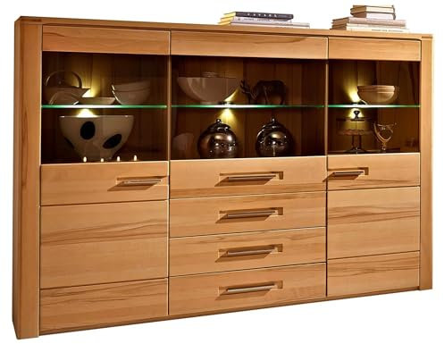 möbelando Highboard Sideboard Vitrine Standschrank VItrinenschrank Schrank Nature Plus I