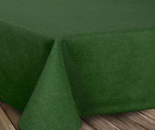 BEAUTEX Tischdecke Leinenoptik eckig 110x160 Dunkelgrün abwaschbar | fleckenabweisend, bügelfrei, pflegeleicht, Lotuseffekt, viele Größen & Farben, für Küche, Esszimmer, Balkon & Garten