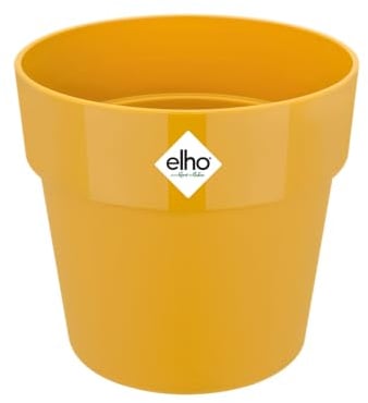 Elho B.for Original Round 16 - Macetero por Interior - 100% Plástico Reciclado - Ø 15.9 x H 14.6 cm - Amarillo/Ochre