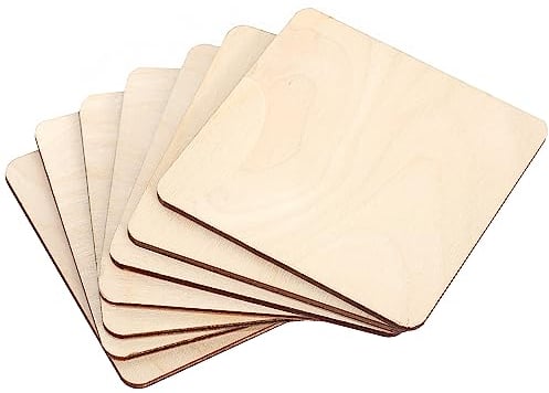 Creative Deco 10 x Quadratische Untersetzer Holz für Gläser | 100 x 100 x 3 mm | Glasuntersetzer Set Holzplättchen Bemalen Basteln | Perfekt für Decoupage, Brandmalerei, Laserschnitt, Modellierung
