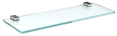 bijon Glasregal Glasablage Wandregal Glas Bad-Regal Glas Badezimmer Regal Badablage Ablageregal - 8mm Hartglas, 80 x 12 cm, Milchglas + Halterung H - Chrom Glanz Optik