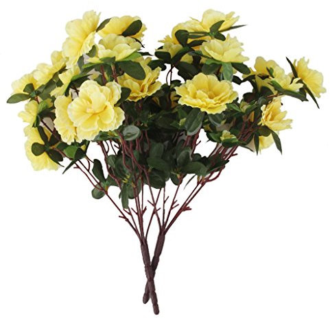 Inzopo 2 mazzi di fiori artificiali di azalea finta, bouquet per matrimoni, decorazione per la casa, colore: giallo