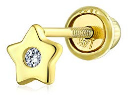 Bling Jewelry Minimalist CZ Akzent Echtes Gelb 14K Gold Usa Patriotic Rock Star Celestial Helix Cartilage Ohrloch Piercing Daith Solider Winziger Stern Ohrstecker Für Frauen Teenager