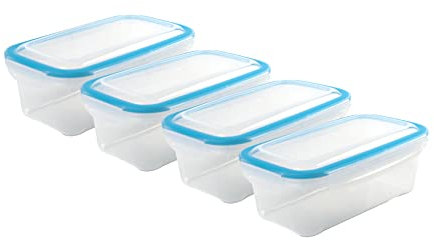Kigima Gefrierdosen mit Klickverschluss 4x0,75L Blau – Vorratsdosen mit Deckel luftdicht – Transparente Frischhaltedosen – Aufbewahrungsbox Küche für Mealprep & Organisation – Austrian Quality