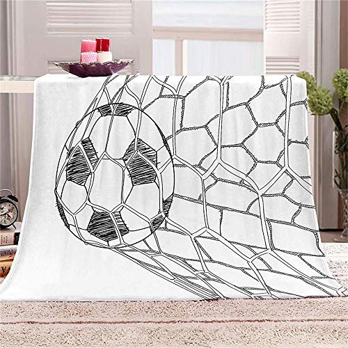 FANSU Kuscheldecke Flanell Decke, 3D Drucken Microfaser Flauschig Weich Warm Plüsch Wohndecke Fleece Tagesdecke Decke für Sofa und Bett (Grauer Fußball,150x200cm)