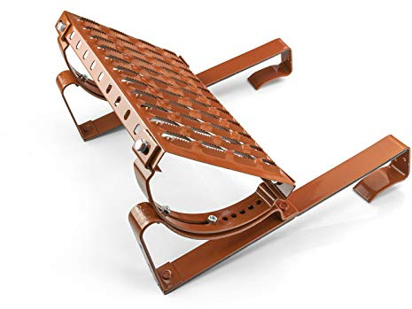 DQ-PP STEIGTRITT SET | 120cm | Ziegelrot RAL 8004 | Stahl verzinkt | Dachtritt Komplett für Dachziegel | Kaminpodest Steigtritt Dach | Gitterrost Tritt