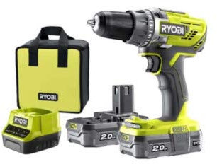 Ryobi - Taladro atornillador de 18 V OnePlus con 2 baterías de litio Plus de 2,0 Ah – Cargador rápido de 2,0 Ah R18DD3-220S