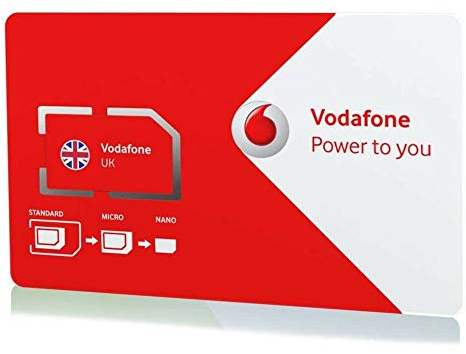 Vodafone UK SIM anónima 100% ya activo, lista para usar. 5 £ de regalo