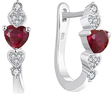 YL Creolen 925 Sterlingsilber mit Juli Geburtsstein Rubin U Form Huggie Ohrringe für Damen