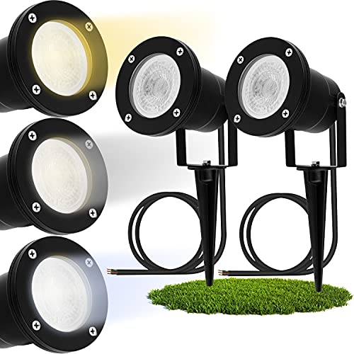 Gartenstrahler 2er-Set HORTI Spike Gartenleuchte GU10 Wasserdicht IP65 Strahler außen mit Erdspieß schwenkbar Schwarz LED 6W neutralweiß 4000K Wegeleuchten Baumbeleuchtung Gartenlichter Reflektor