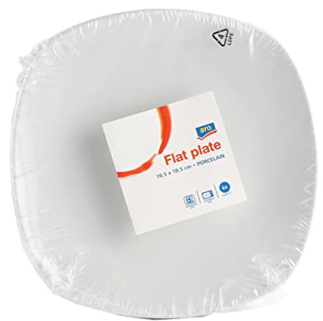 aro Lot de 6 assiettes à dessert carrées Porcelaine Blanc 19 cm