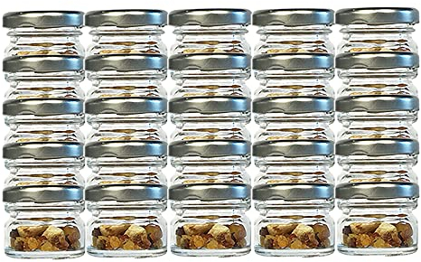 25er Set Mini Einmachgläser mit Schraubdeckel Silber 30 ml 4,3 x 3,5 cm (ØxH) Sturzgläser Gläser Rundgläser Marmeladengläser Senf (Silber)