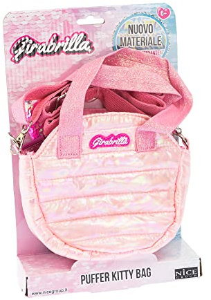 Girabrilla- Borsa Rosa Puffer Modello Kitty Bag con Orecchie in Paillettes reversibili Che richiamano l'animale Gatto e cambiano Colore, Taglia Unica, 19033