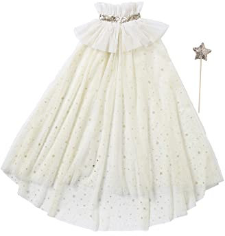 VERTBAUDET Cape à étoiles et Paillettes + Baguette Blanc TU