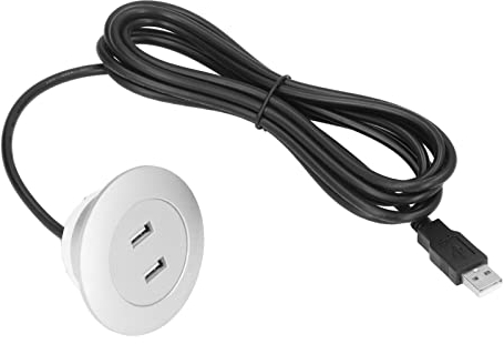 Enchufe de Puerto de Carga USB Doble para Sofá, Concentrador de Alimentación de Instalación Empotrada, Material ABS, Longitud de Cable de 2,5 M/8,2 Pies, Apto para Uso Doméstico y de Oficina(Plata)