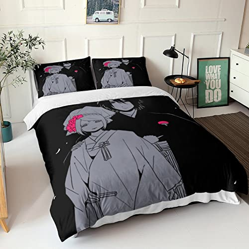 UNDERZY Auusda Naruto Bettbezüge Bettwäsche - Set Bettbezug Sasuke Uchiha Bettwäsche 3 Teilig, 3D Druck Microfaser Duvet Cover Mit Kissenbezug Für KinderJungen Mädchen Deckenbezug Double(200x200cm)
