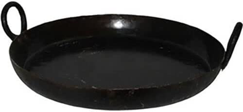 Heavy Duty Street Style Commercial Iron Indian Kadai Wok, Round Shape with Flat Bottom, Ideal for Jalebi and Other Catering Cooking / Frying - Extra Large Size Options (18'' Inch)