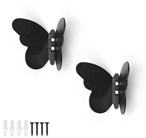 Appendino da Muro Nero, HASLED 2 Pezzi Appendiabiti da Parete Moderno, Creativi a Farfalla Ganci Appendiabiti, Gancio Porta per Decorazione e Cnservazione