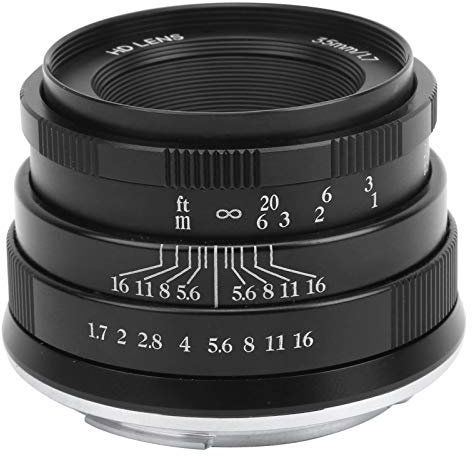Obiettivo Manuale con Messa a Fuoco Fissa per Ritratto a Grande Apertura da 35 Mm F1.7 per Canon M1 / M2 / M3 / M5 / M6 / M6 II / M10 / M100 / M50 (Nero)