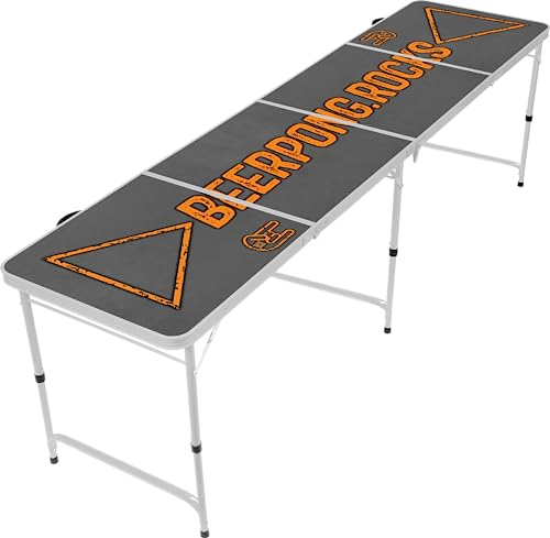 Bierpong Tisch Beerpong Rocks - Bier-Pong Tisch Set inkl. Becherhalter, Bällehalter & 6 Bälle + 25 Blaue & 25 rote Becher - ideal für Festival & Partys