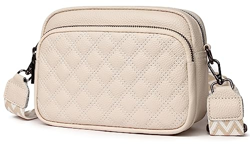 HIMS Bauchtasche Damen Stylisch,Leder Crossbody Bag Damen,Handytasche zum Umhängen, Umhängetasche Damen Klein Moderne Taschen mit Breitem Schultergurt u 3 fächern