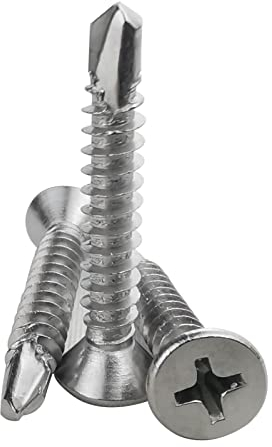 60 pezzi viti autofilettanti da 4,8 x 32 mm, in acciaio inox 410, viti a testa piatta Phillips, testa autofilettanti, viti autofilettanti ad alta resistenza (disponibili da 13 mm a 32 mm)